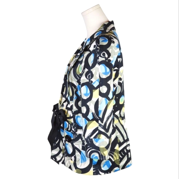 Willi Smith Abstract Print Tie-Waist Jacket Size L Retro Mod Blazer - Picture 4 of 8